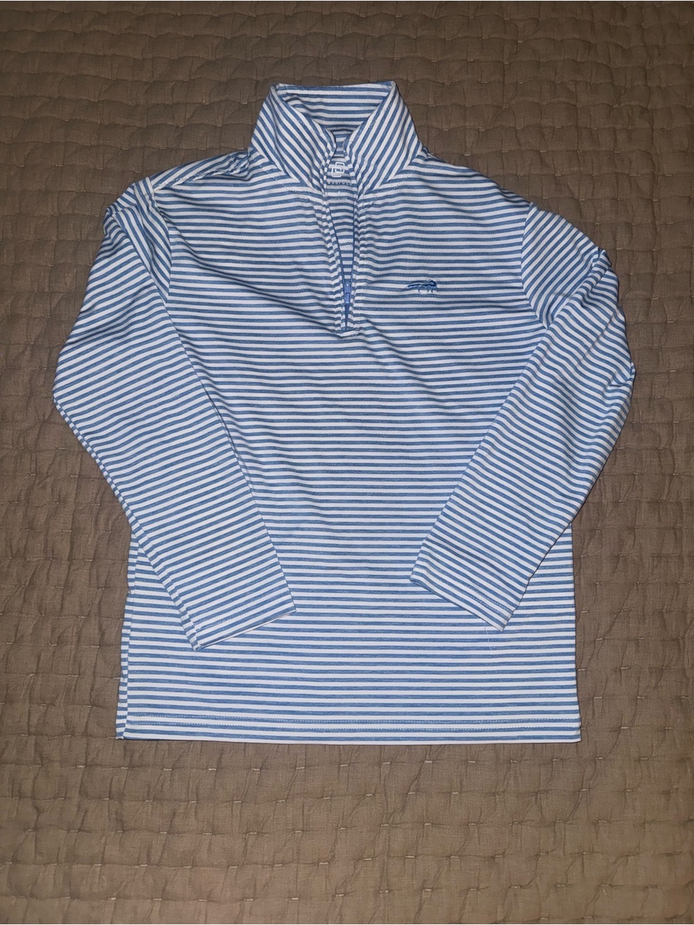 Class Club Blue and White Striped Quarter-Zip Tee